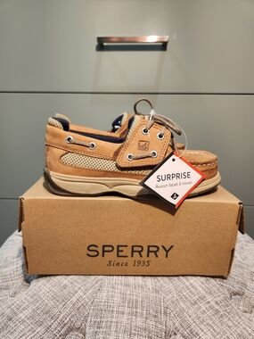 Sperry Lanyard Dark Tan Slip On Boat Shoe
